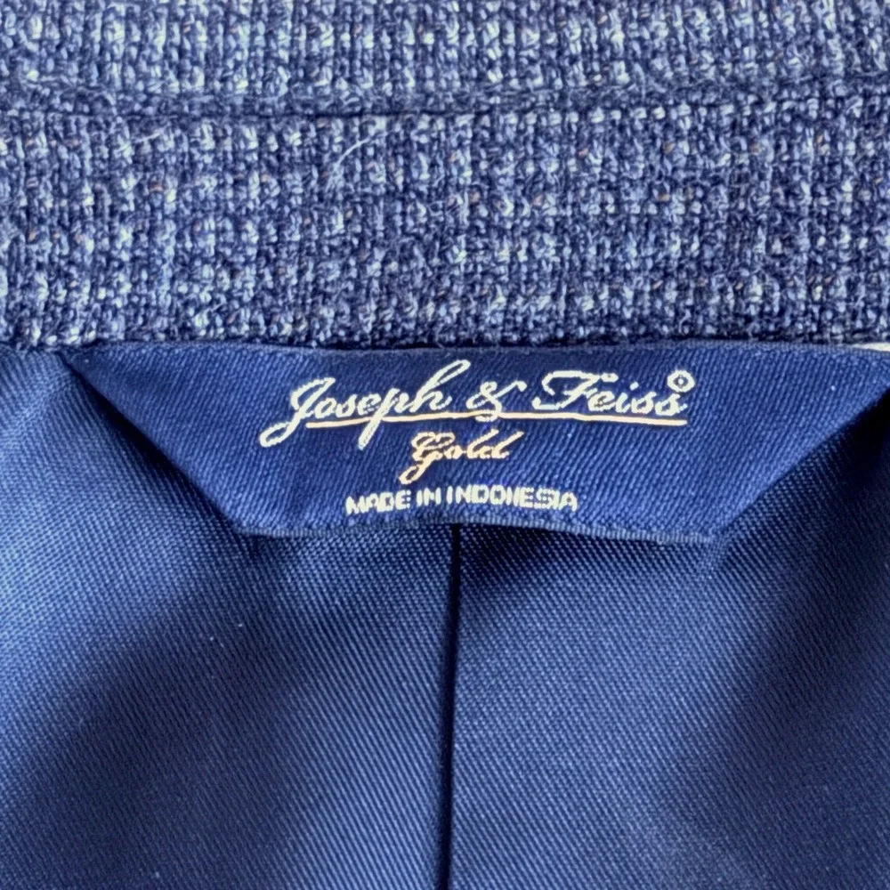 Joseph & Feiss Mens 44 Regular Blazer Blue 100% Lambswool Weave Sport Coat